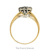 1cttw Round Shaped 7 Diamond Cluster Ring with Concaved Tapered Sides in 10k Yellow Gold - Thumbnail 2