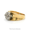 1cttw Round Shaped 7 Diamond Cluster Ring with Concaved Tapered Sides in 10k Yellow Gold - Thumbnail 3