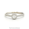 1/2cttw Round Diamond Solitaire Engagement Ring with Diamond Halo & Accented Sides in 14k White Gold - Thumbnail 1