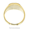 Oval Shaped Brushed Textured Signet Ring with Polished Sides in 14k Yellow Gold - Thumbnail 2