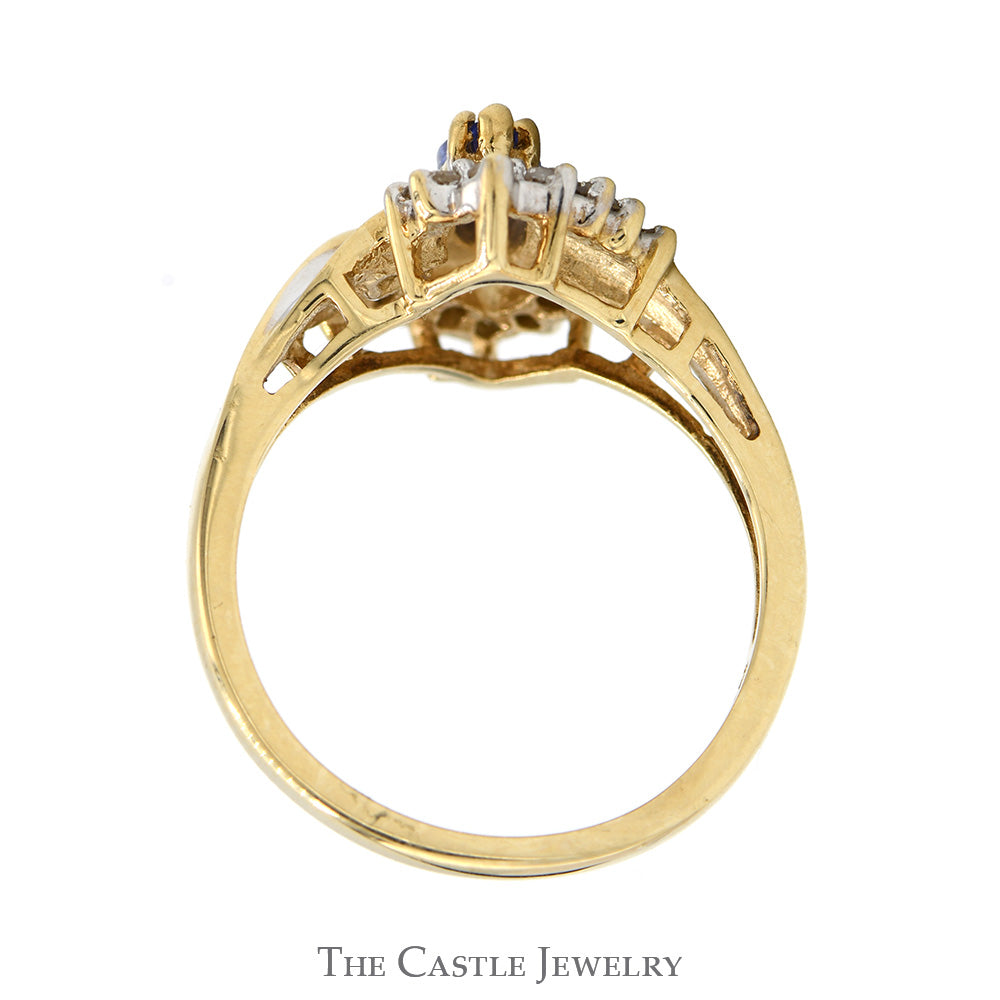 Marquise Cut Tanzanite Ring with Diamond Accents in 10k Yellow Gold