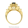 Oval Cut Sapphire Solitaire with Diamond Halo & Baguette Cut Accented Sides in 14k Yellow Gold - Thumbnail 2