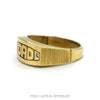 Diamond Accented "DAD" Ring with Brushed Textured Sides in 10k Yellow Gold - Thumbnail 3