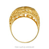 Front-facing view of the openwork leaf and vine dome ring in 14k yellow gold - Thumbnail 3