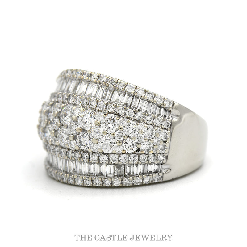 Multi Row Cluster Dome Diamond Ring 3ctw in 14k White Gold