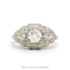 14k white gold antique Art Deco filigree diamond ring — top view - Thumbnail 1
