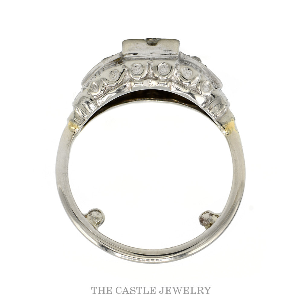 0.75ctw Antique Diamond Ring with 0.65ct Round Brilliant Center in