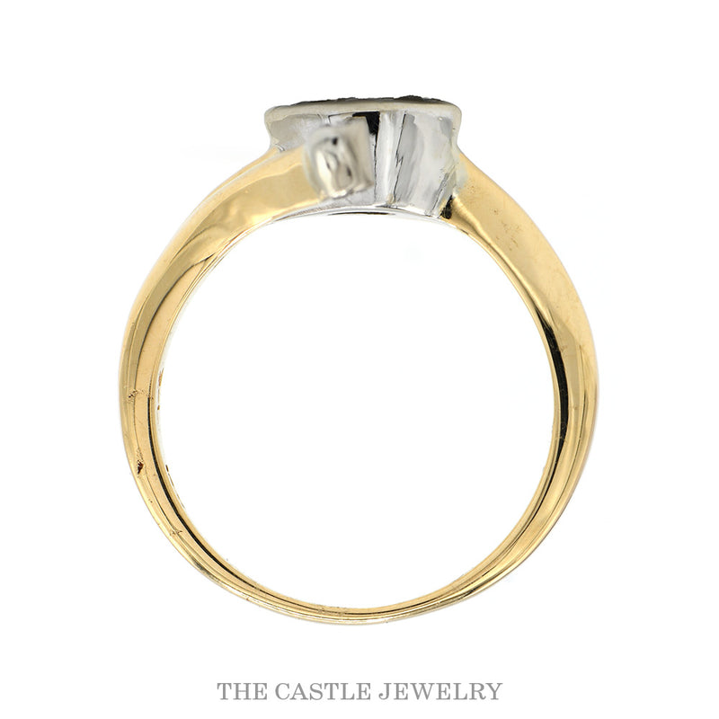 Marquise & Round Diamond Bypass Ring .50ctw in 14k Yellow Gold