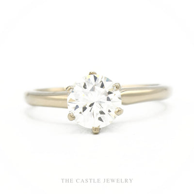 14k white gold round brilliant diamond 6-prong solitaire engagement ring — top view
