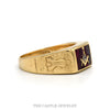 Front-facing view of the 10k yellow gold red Masonic ring - Thumbnail 3