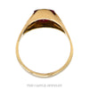Front-facing view of the square and compass Masonic ring on synthetic red stone in 10k yellow gold - Thumbnail 3