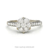14k white gold round diamond cluster ring with pavé sides — top view - Thumbnail 1