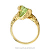 Front-facing view of the double dolphin green spinel ring in 14k yellow gold - Thumbnail 3