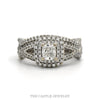14k white gold 1cttw split shank double halo bridal set with cushion center — top view - Thumbnail 1