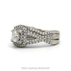 Side profile of the soldered bridal set showing the curved band against the halo - Thumbnail 2