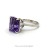 Side profile of the emerald cut amethyst ring showing the plain tapered shank - Thumbnail 2