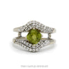 Cushion peridot freeform ring with .50cttw diamond bypass rows in 14k white gold — top view - Thumbnail 1