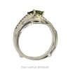 Front-facing view of the cushion peridot freeform ring with diamond bypass rows in 14k white gold - Thumbnail 3