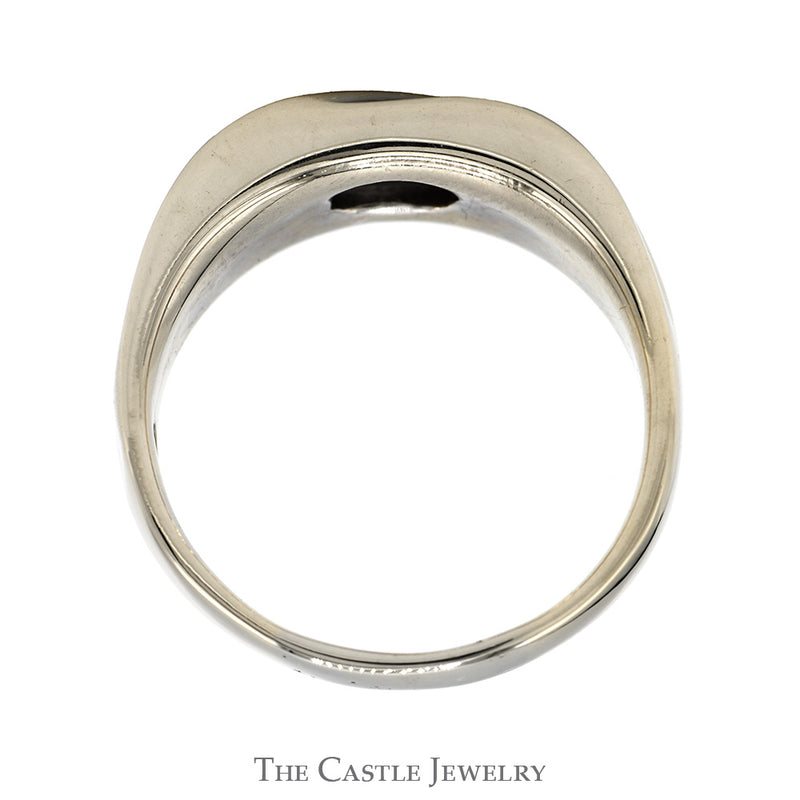 Men's 1cttw 5 Round Diagonally Nick Set Diamond Band in 14k White Gold