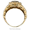 3/4cttw Oval Shaped Diamond Cluster Men's Ring with Nugget Designed Sides in 10k Yellow Gold - Thumbnail 2