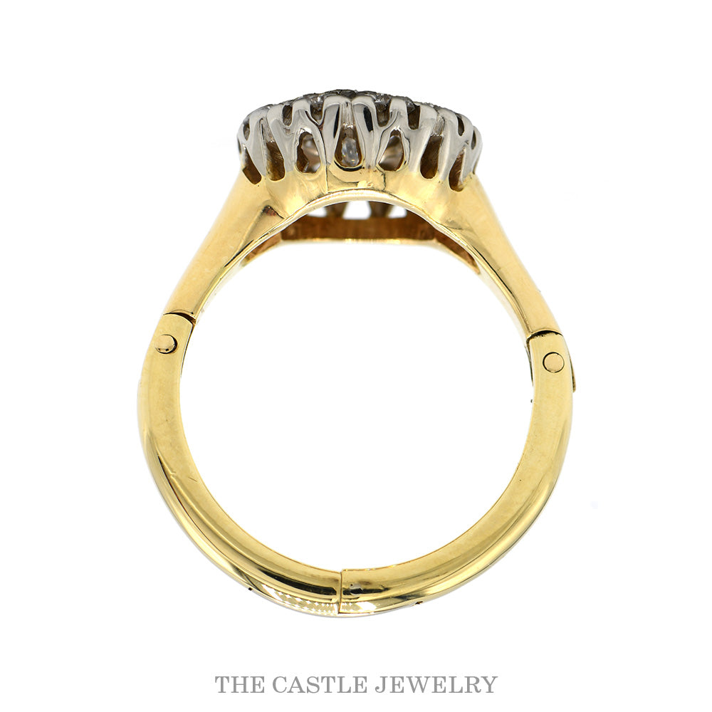 1cttw Diamond Cluster Ring with Arthritic Shank in 14k Yellow Gold