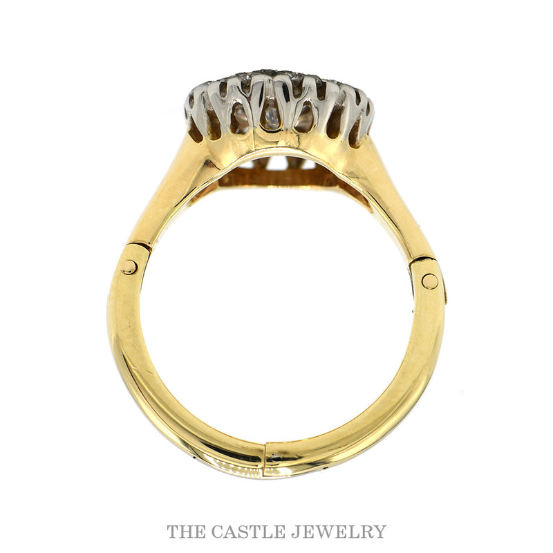 1cttw Diamond Cluster Ring with Arthritic Shank in 14k Yellow Gold