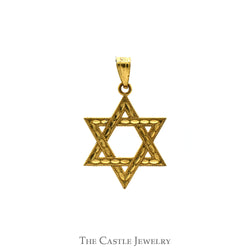 Open Designed Star of David Pendant in 14k Yellow Gold