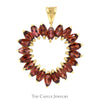 Heart Shaped Pendant of Marquise Garnets in 10k Yellow Gold - Thumbnail 1