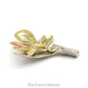 Tri-Gold Flower Designed Pendant in 14k White, Yellow and Rose Gold - Thumbnail 3