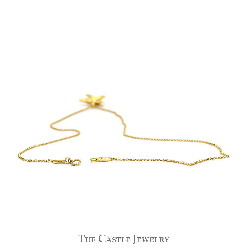 Tiffany & Co. Elsa Peretti Starfish Necklace with Diamond Accents on 18 inch Chain in 18k Yellow Gold