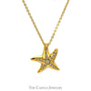 Tiffany & Co. Elsa Peretti Starfish Necklace with Diamond Accents on 18 inch Chain in 18k Yellow Gold - Thumbnail 2