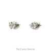 .65cttw Round Diamond Stud Earrings in 14k White Gold Screw Backs - Thumbnail 2