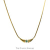 Marquise Shaped Chatham Emerald with Diamond Accents on Flat Link Necklace in 14k Yellow Gold - Thumbnail 1