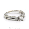 1/2cttw Princess Cut Diamond Solitaire with Round Diamond Accents in 14k White Gold - Thumbnail 3