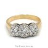 1cttw Triple Flower Diamond Cluster Ring in 14k Yellow Gold - Thumbnail 1