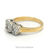 1cttw Triple Flower Diamond Cluster Ring in 14k Yellow Gold - Thumbnail 3