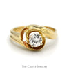 1/2ct Round Diamond Solitaire in 14k Yellow Gold Open Looped Designed Ring - Thumbnail 1