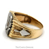 Two Tone Diamond Masonic Ring in 10k White and Yellow Gold - Thumbnail 3