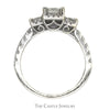 1cttw Three Stone Princess Cut Diamond Engagement Ring with Square Halos and Accents in 10k White Gold - Thumbnail 2