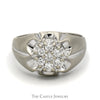1/2cttw 7 Diamond Cluster Ring in Ridged Designed Brushed 10k White Gold Mounting - Thumbnail 1
