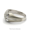 1/2cttw 7 Diamond Cluster Ring in Ridged Designed Brushed 10k White Gold Mounting - Thumbnail 3