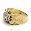 Oval Shaped Diamond Cluster Ring with Nugget Designed Sides in 10k Yellow Gold - Thumbnail 3