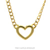 18.5 Inch Open Heart Necklace on Curb Link Chain in 10k Yellow Gold - Thumbnail 2