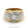 Men's Round Diamond Solitaire Band with Grooved Design in 14k Two Tone Gold - Thumbnail 1