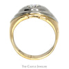 Men's Round Diamond Solitaire Band with Grooved Design in 14k Two Tone Gold - Thumbnail 2