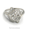 Antique Style Double Diamond Ring with Diamond Accents in 14k White Gold - Thumbnail 1