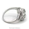 Antique Style Double Diamond Ring with Diamond Accents in 14k White Gold - Thumbnail 3