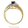 Oval Sapphire Ring with Illusion Set Diamond Accents in 14k Yellow Gold - Thumbnail 2