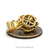 Round Pearl Pendant with Sapphire Accented Wing Inspired Design in 10k Yellow Gold - Thumbnail 3