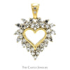 Open Heart Shaped 3/4cttw Diamond Cluster Pendant in 14k Yellow Gold - Thumbnail 1